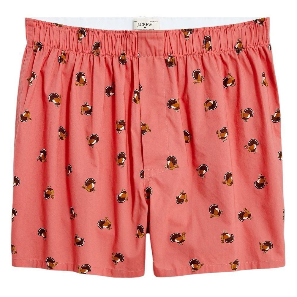 J. Crew Men’s Cotton Poplin Woven Boxer Briefs Turkey Graphic Print